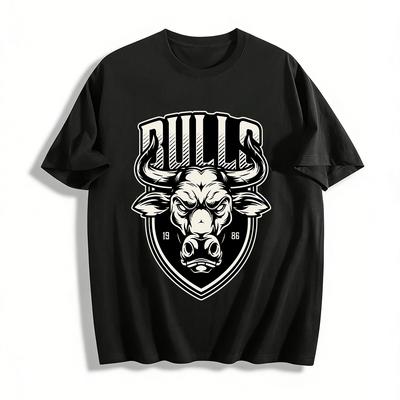 Винтажная футболка с принтом Bulls 1986 года, повседневная, американская модная уличная одежда, топ, футболка из чистого хлопка