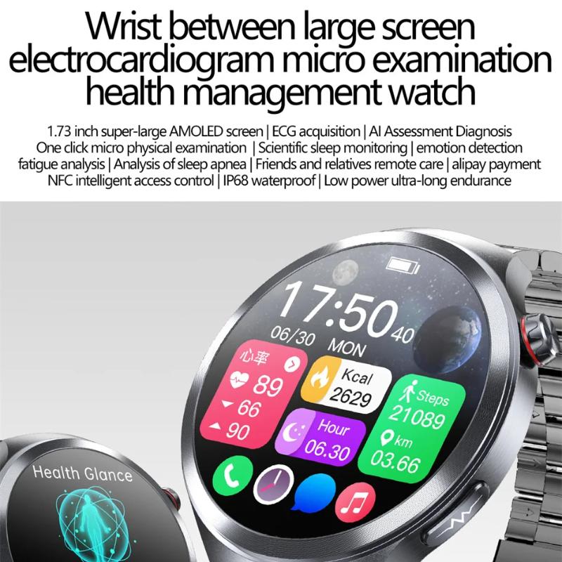 2025 New Health Trackr Uric Acid Blood Lipids Smart Watch Blood Pressure ECG+PPG Clock Body Analysis Smartwatchs Men Emotional Detection