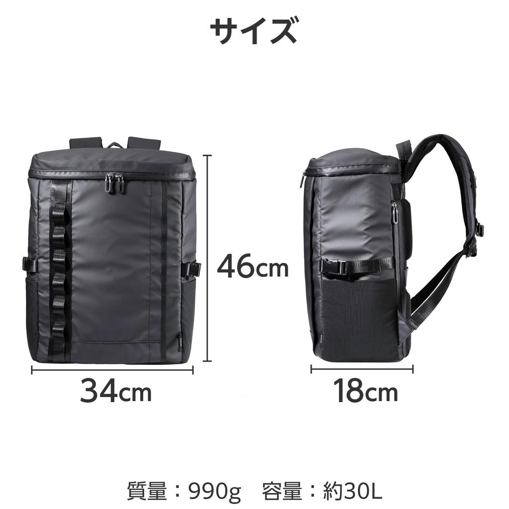 Рюкзак ELECOM, рюкзак, тип коробки, дюймы, водоотталкивающий, большой емкости, 30 л, черный ~15,6 BM-XBPBX01BK