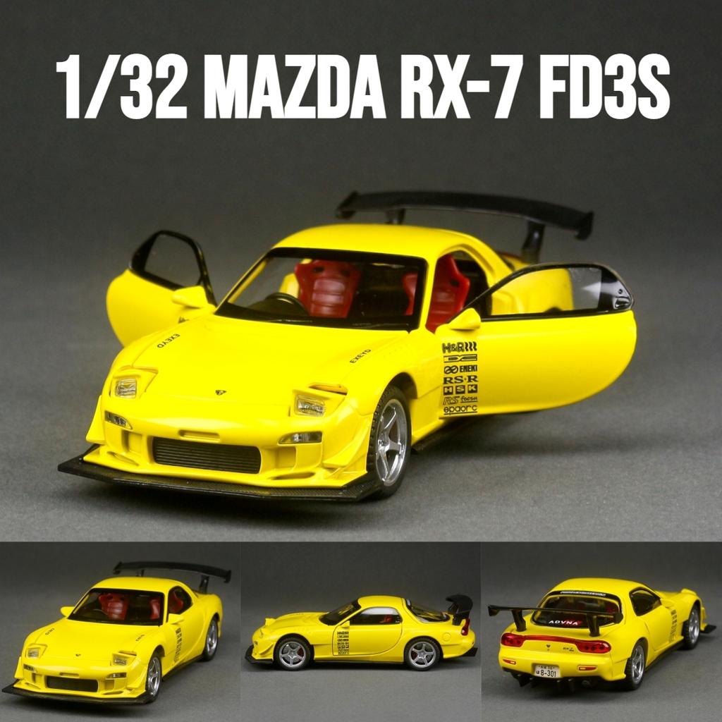 1/32 Mazda RX-7 FD3S Гоночная Миниатюрная Металлическая Модель Игрушечного Автомобиля Звук и Свет Двери Открываются Коллекция Подарок для Детей Мальчика Ребенка