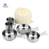 Набор походной посуды из нержавеющей стали 304, 5 предметов, штабелируемый, со складной ручкой, уличная кастрюля, чашка, столовая посуда с сумкой для хранения, экономия места