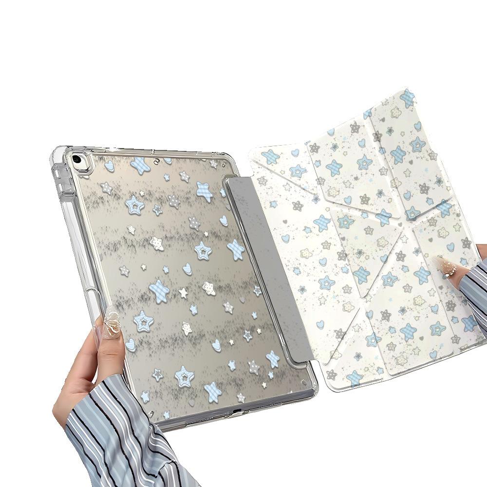 Подходит для iPad Pro 11 Синяя Звезда Y Складная Наклейка Плоский Защитный Чехол Акриловый 10,2 Дюйма Всесторонний Простой