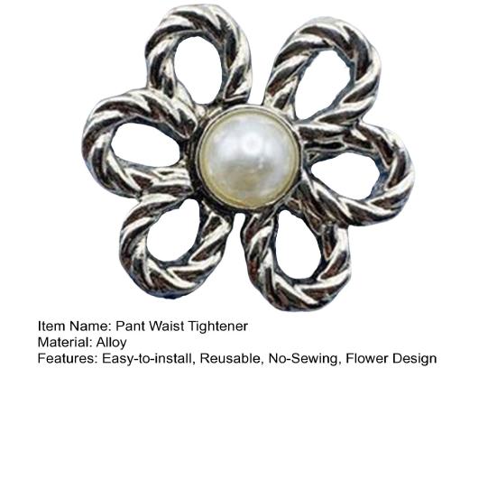 Pant Waist Tightener Flower Design Button Reusable Waist Adjuster No-Sewing Adjustable Waist Buckle for Loose Jeans Skirts