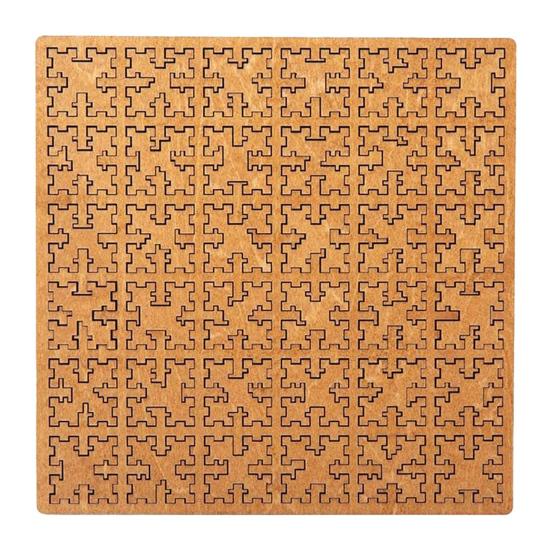 Wooden Fractal Tray Jigsaw Puzzle with Frame Reverse Thinking Impossible Difficult Puzzle Challenge Game Kids Adults Educational Irregular Puzzle Toy