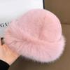 Winter Hat for Women Faux Fur Fluffy Bucket Hat for Women Luxury Plush Thicken Snow Fur Bucket Hat Soft Panama Cap