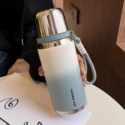 Высококачественная нержавеющая бутылка для воды MYEEDA объемом 600 мл, термос из нержавеющей стали с чашкой, бутылка для воды для детей, девочек и мальчиков, кружка, стильная и простая