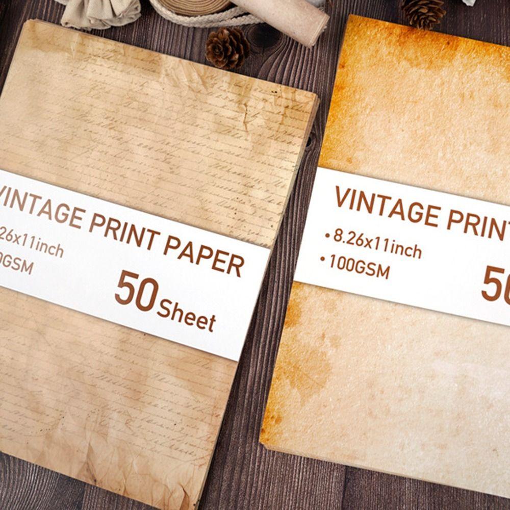 50 Sheets Classical Printing Paper Simple Pirate Scrolls Literary Scrapbook Letter Paper Envelopes