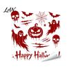 Creepy Text Halloween Decals Horror Stickers, with Spooky Handprints Footprints Printed, Wall Stickers Self-adhesive Decals, for Party And Decorations