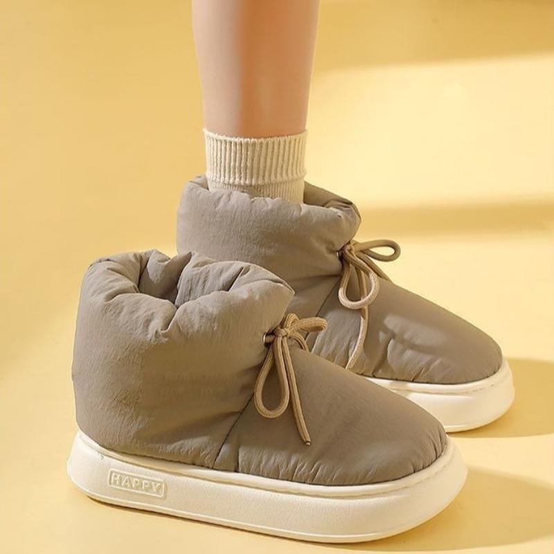 Fashion Couple Cotton Shoes Fashion High-top Casual Cotton Slippers Plush Warm Snow Boots Winter Home Cotton Slippers Plush Ankle Boots