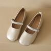 Soft Leather Casual Mary Jane Shoes Women's 2025 Summer New Breathable Casual Flat Shoes Doudou Shoes One Pedal Women's Shoes
