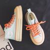 Fashion 2025 Summer Women's Sneakers New Canvas Lace-Up Women's Sports Shoes Breathable Platform Sneakers Shoes White Casual Women Shoes