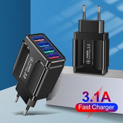 Зарядное устройство USB с вилкой ЕС/США, быстрая зарядка 3,1 А, адаптер для телефона для iPhone 12 Pro Max, планшета, портативное настенное мобильное зарядное устройство, быстрая зарядка