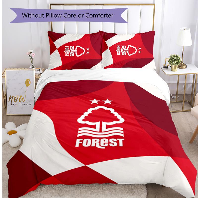 Nottingham Forest Football Printed 3 Pieces Bedding Set, Comfortable Skin Friendly Bedroom Duvet Cover Set