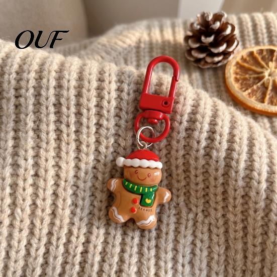 Decorative Keyring Accessories Christmas Theme Keychain, Cartoon Santa Claus Elk Bear Tree Decoration Holiday Party Favors Pendant, Festive