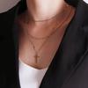 Fashion Multi Layer Women Necklace Cross Pendant Choker Necklace Adjustable Extension Chain Hip Hop Style Necklace