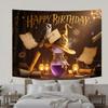 Harry Potter Style-Owl,Magic Potion Theme-Happy Birthday Backdrop for Photo Booth,Party Event,Indoor/Outdoor Celebrations