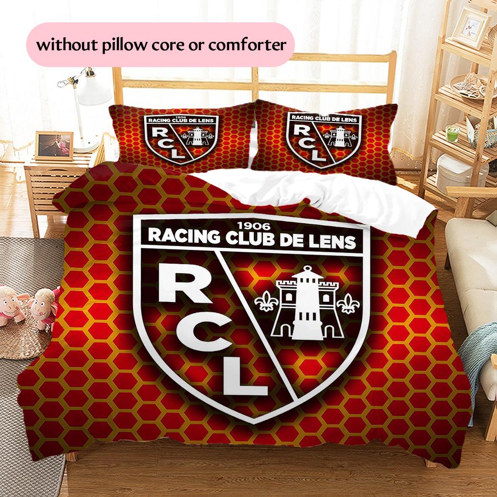 Racing Club de Lens2 Pattern Bedding Quilt Set Home Decoration Gift (1 * duvet cover + 2 * pillowcase without core)