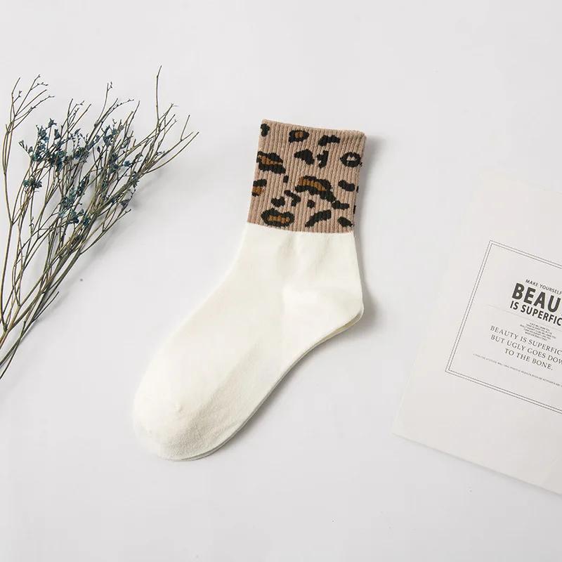 Spotted Leopard Print Women Socks Fashion Mid-Tube Socks For Girls Novelty Animal Pattern Japanese Style Autuma Spring Summer
