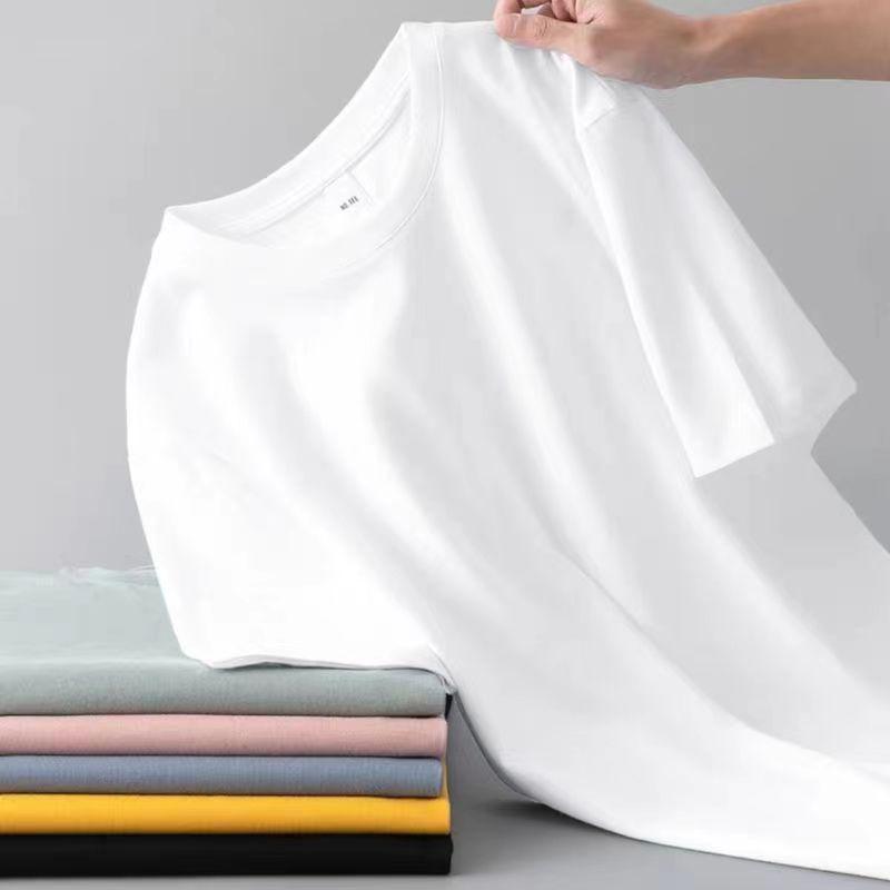 2024 Мужская и женская приталенная однотонная классическая футболка с коротким рукавом