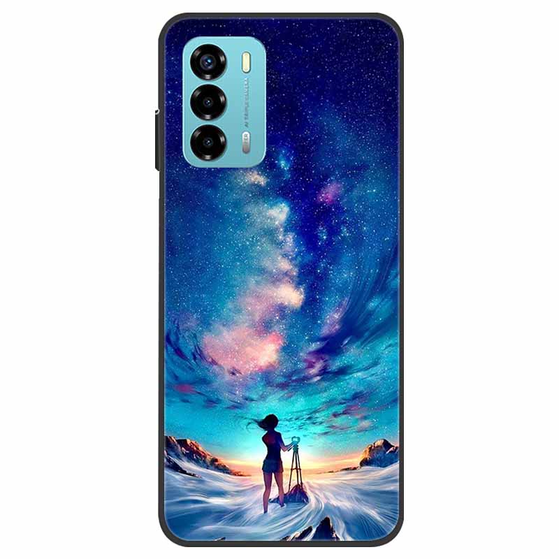 Чехол для ZTE Blade V40 Vita Цветочный Мраморный Черный Бампер Мягкий ТПУ Силиконовый Чехол для Телефона ZTE V 40 Vita / Blade V40 Vita