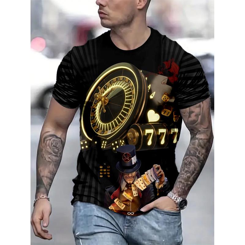Playing Card Pattern T-Shirt For Men Poker 3D Printed Short Sleeve Summer Fashion Casual Tees Streetwear Loose O-Neck T Shirts