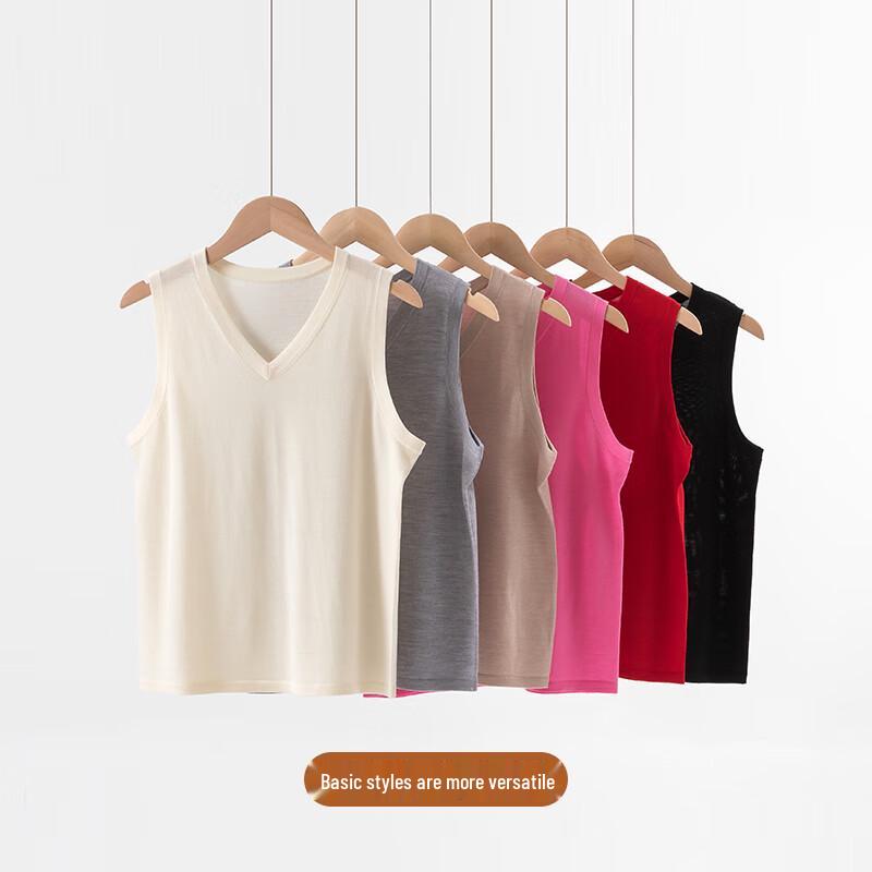 Hengyuanxiang Women's Pure Cashmere V-Neck Sweater Vest