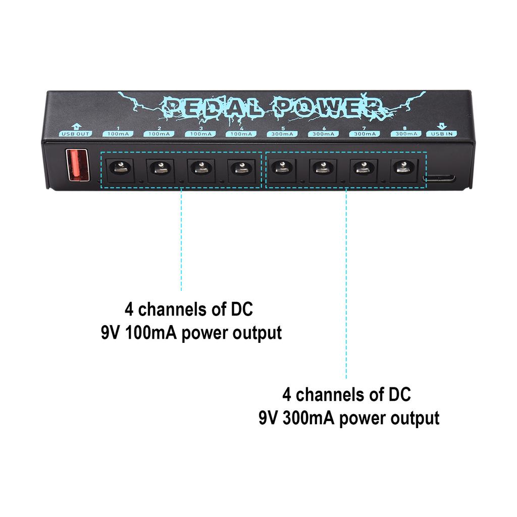 Guitar Pedal Power Guitar Effector Power Supply 8 Isolated DC Output Isolated Power USB IN 5V 2.1A