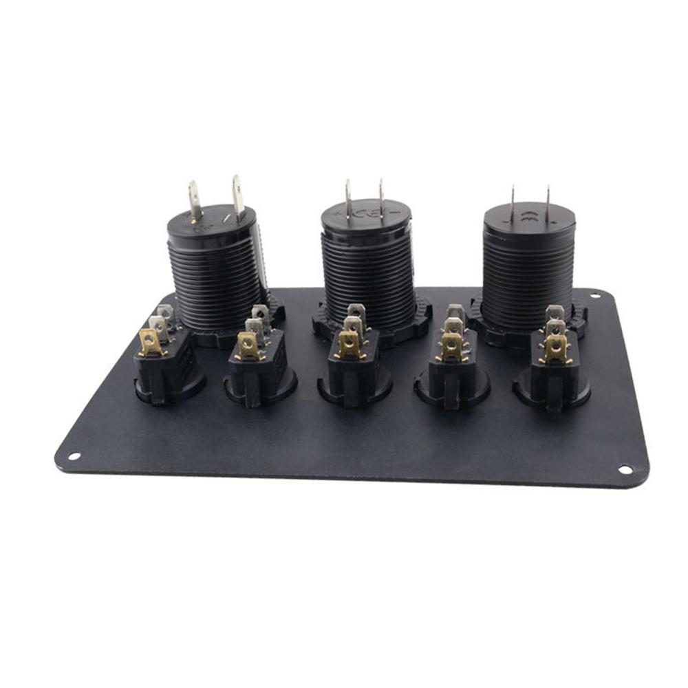 Панель переключателей для автомобиля и лодки, водонепроницаемый цифровой вольтметр, двойной порт USB, 12 В, комбинированная розетка, морской светодиодный рокер, 5 групп