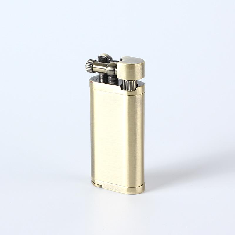 SK60 Refillable Bronze Brushed Metal Lighter - Flat Design Men's Gift