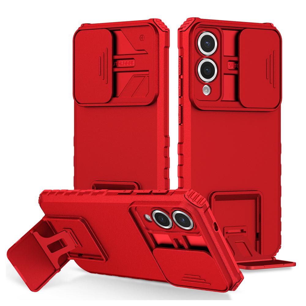 KEYSION Противоударный защитный чехол для Samsung S25 Edge 5G Slide Camera Lens Protection Live Stand Phone Cover для Galaxy S25 Edge 5G