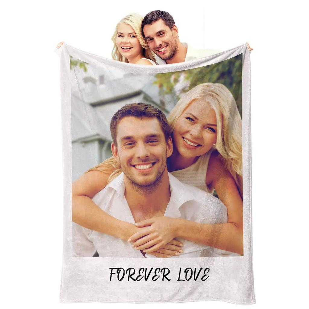 Personalized With Photo Blankets Collage Text Flannel Blankets Family Couple Friends Gifts