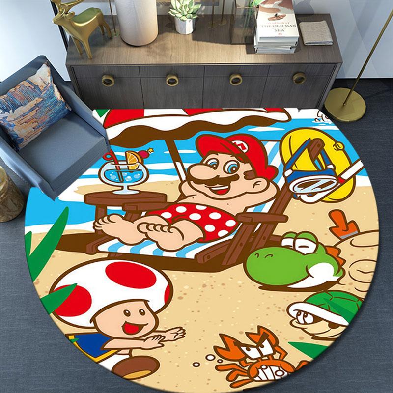 Super Mario pattern round rug,Carpet Rug for Living Room Bedroom Playroom ,Non-slip Floor Mat,Holiday Gifts and Birthday Gifts.