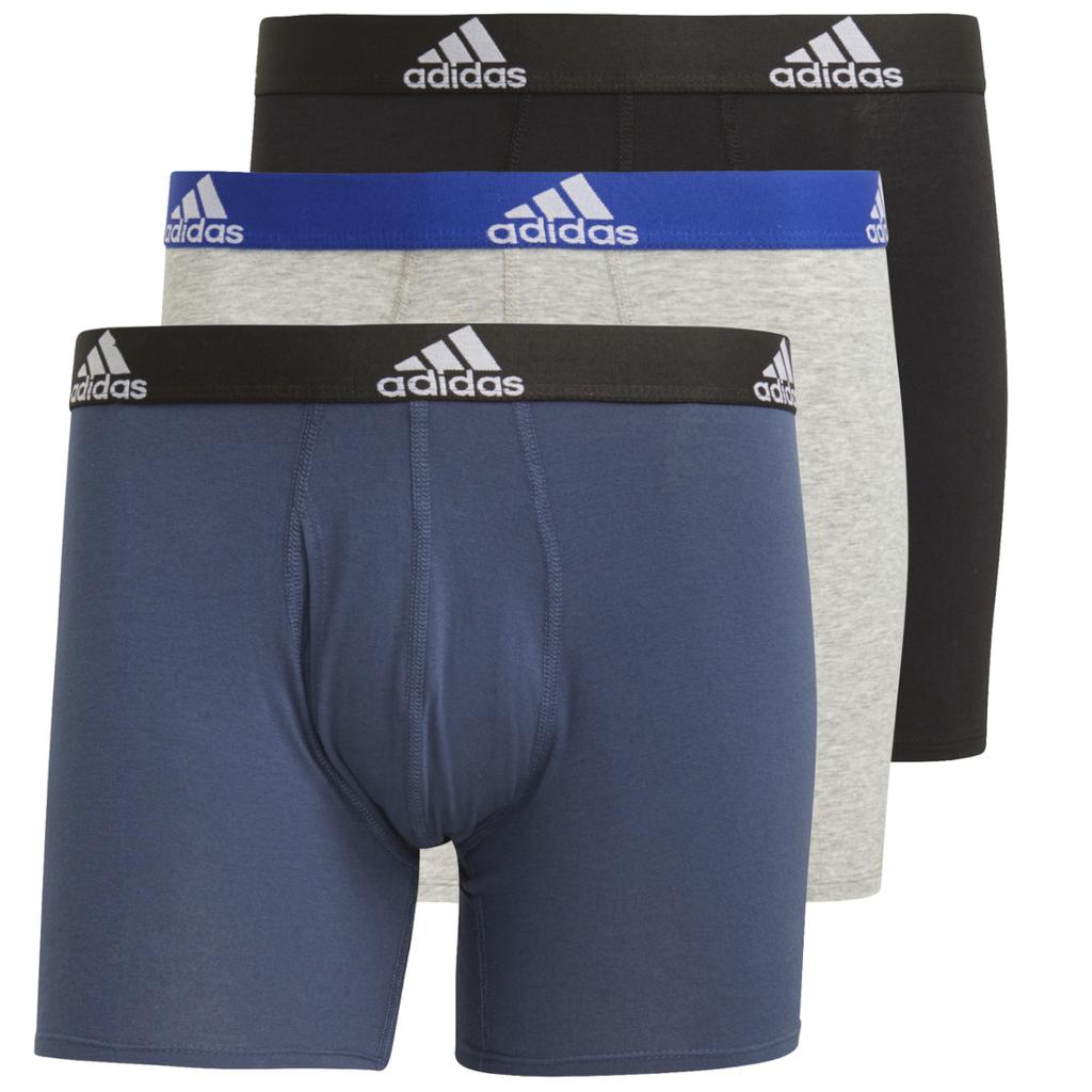 Adidas Logo Boxer Briefs 3 Pairs, Mens Black Boxer Shorts