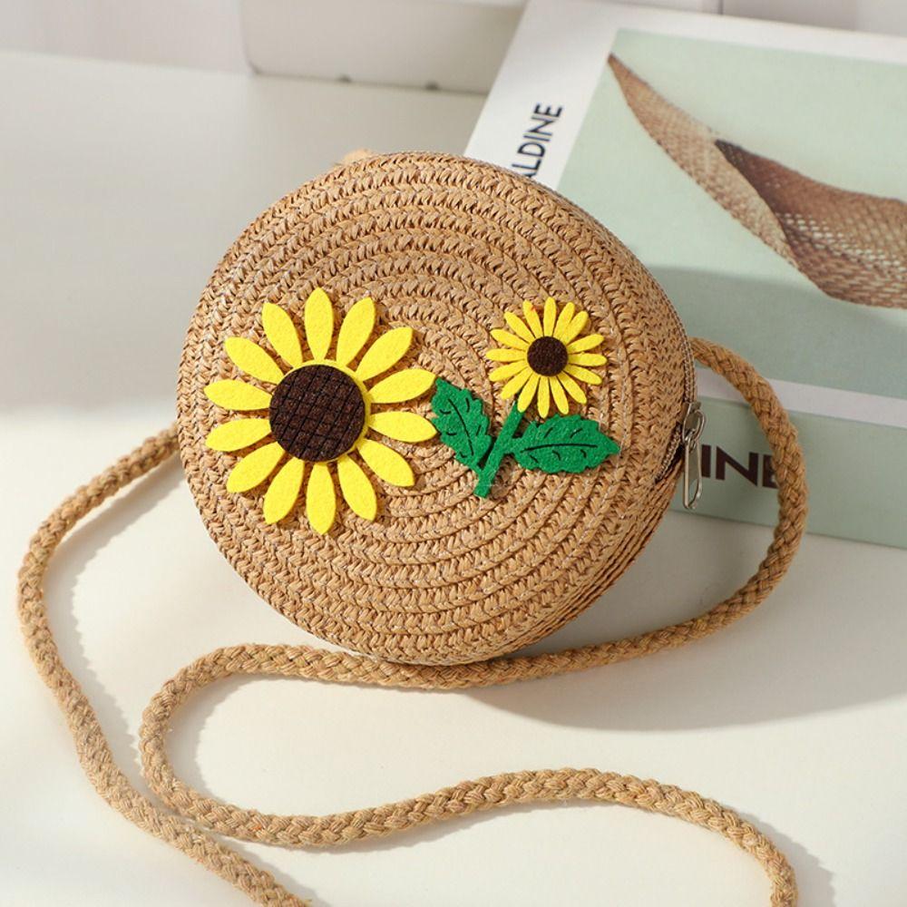 Соломенная сумка через плечо, маленькая монетница, милая сумка кроссбоди для детей, девочек