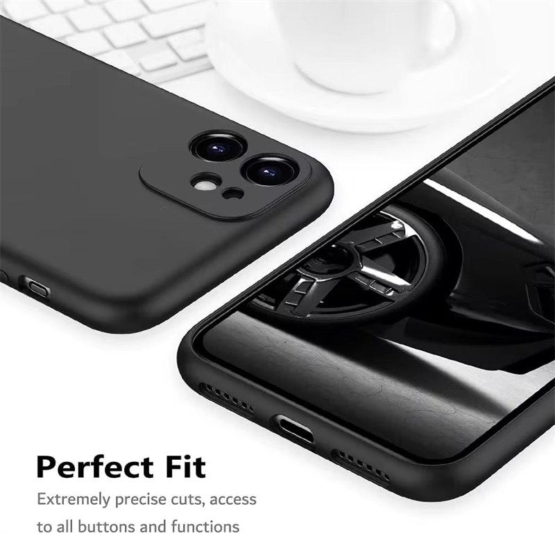 Черный противоударный силиконовый чехол для телефона TPU для iPhone 15 14 13 12 Pro 11 Pro Max X Xs XR 6 6S 7 8 Plus защитный чехол для объектива