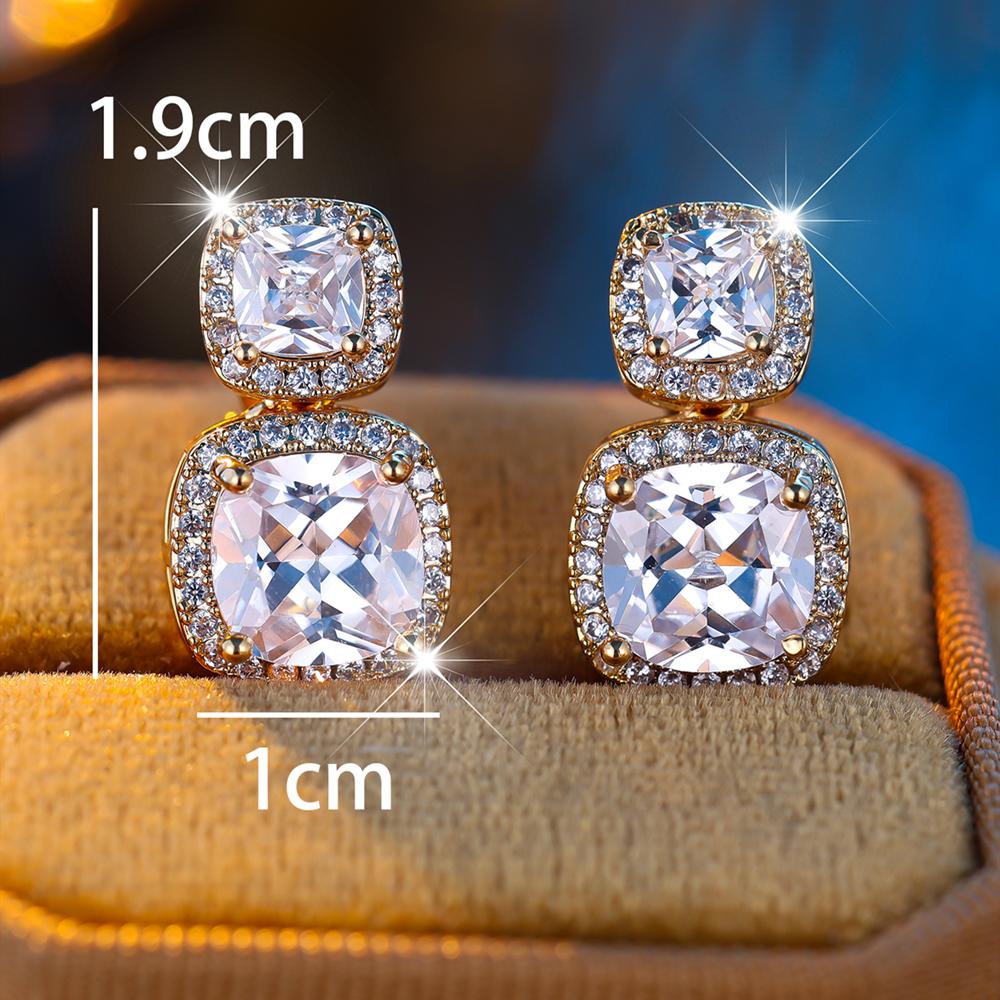 Модный квадратный белый циркониевый зажим для ушей для женщин, роскошный золотой цвет, зажим для ушей без пирсинга, свадебный подарок, ювелирные изделия