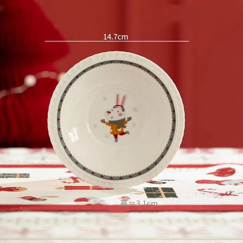 Exquisite Christmas Ceramic Plates Home Fruits Dessert Plate Delicious Dishes Salad Dining Plate Cute Rice Bowls