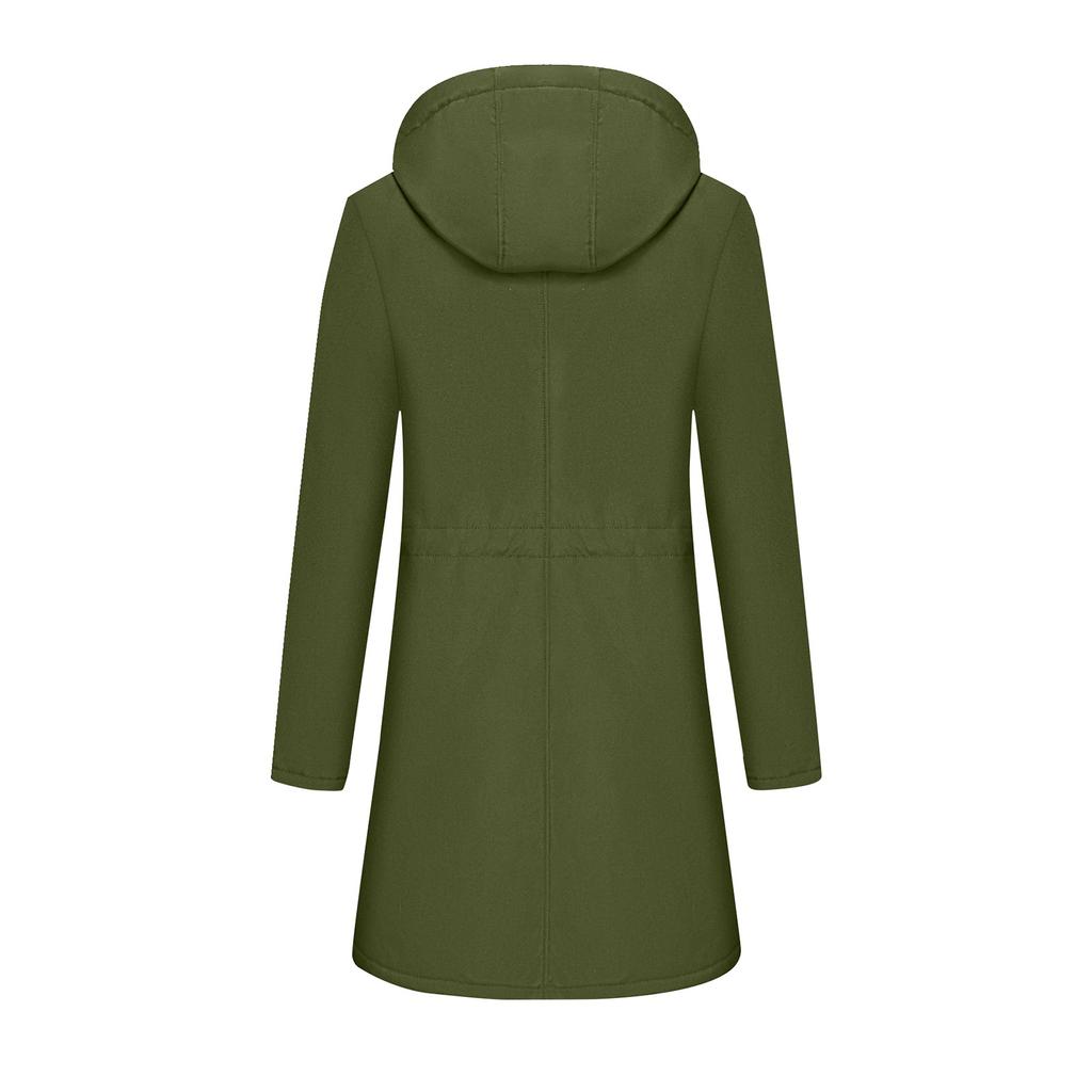 Женская однотонная куртка Hardshell с капюшоном, ветровка с длинным рукавом и флисовая куртка для походов на открытом воздухе, куртка средней длины, водонепроницаемая куртка