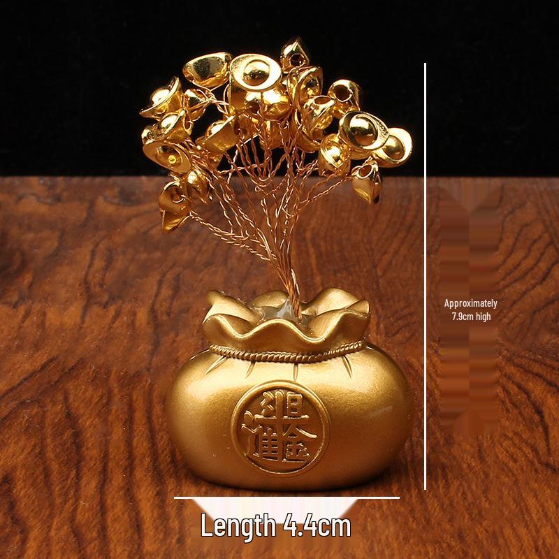 Prosperity Money Bag Ornament: Daily Income Gold Tree, Creative Desktop Decor, New Home Entrance, Hall & Car Gift.
