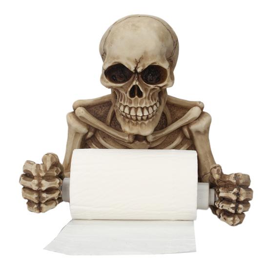 Держатель для туалетной бумаги в виде черепа, настенный, держатель для хранения рулонов туалетной бумаги, смола, фигурка скелета, готический аксессуар для ванной комнаты