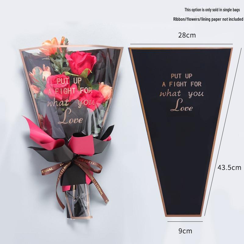 Valentine's Day Transparent Waterproof Flower Bag for Single Bouquet