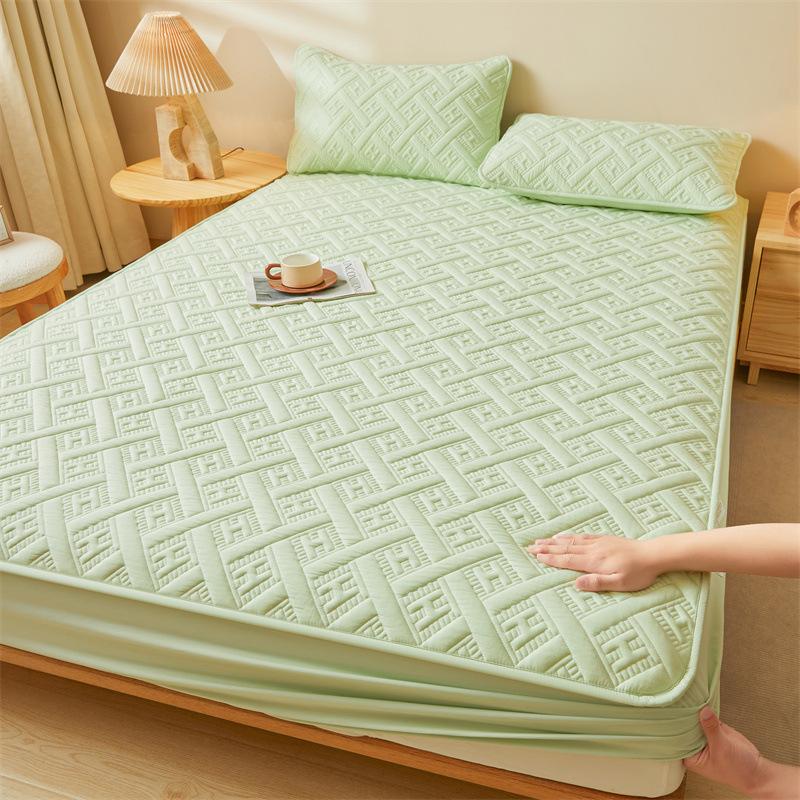 Class A Raw Cotton Soybean Padded Mattress, Thickened Solid Color Cotton Mattress, Mattress Protective Cover, Dust-proof and Non-slip Bed Sheet Cover
