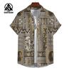 Summer Fashion Bohemian Style Patchwork Print Tops Men's Short Sleeve Casual Shirt Tops Vacation Travel Oversized Shirts