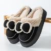 Bow Head Cotton Slippers Home Warm Cotton Drag Autumn and Winter Couple Fashion Plush Cotton Slippers