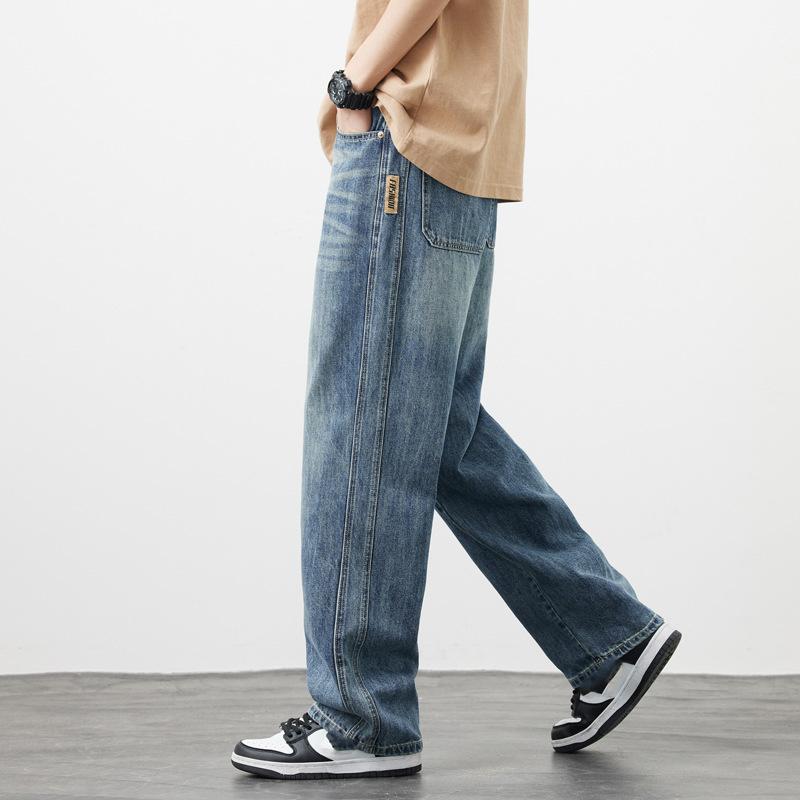 Winter Fleece Warm Jeans Men Loose Wide Leg Pants Elastic Waist Velvet Flocking Outdoors Trousers