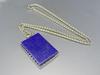 [Stone Town] AAA Lapis Lazuli Uncolored Natural Stone Square Metal Frame Pendant Top with Stainless Steel Necklace