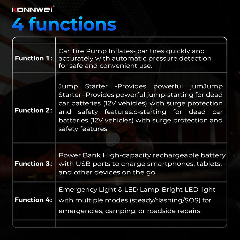 SA500 Car Jump Starter Air Pump Power Bank 10400mAh Car Jump Starter with air Compressor LED Lamp 12V Vehicle Tool Kits