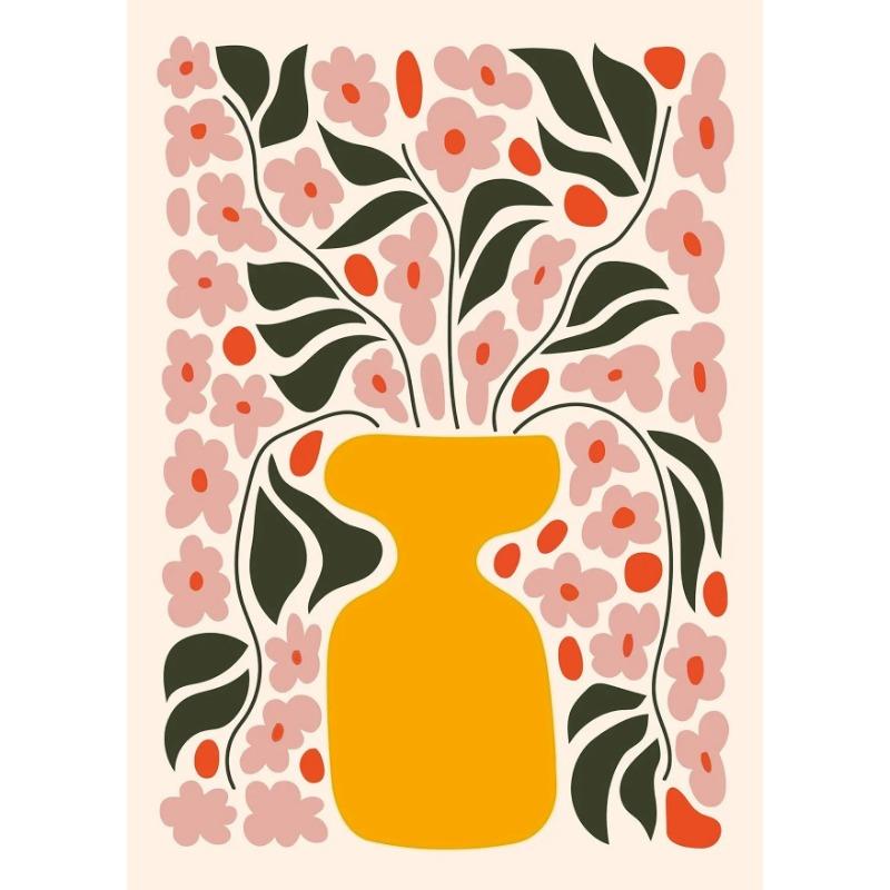 Розовая паста в форме сердца, вишня, игральная карта, цветок, абстрактное лицо, холст, минималистичный декор для стен для гостиной