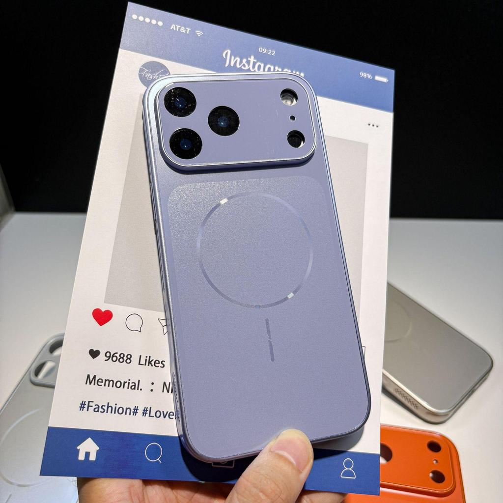 Мгновенный 17 Звезд Вселенная Оранжевый Чехол для iPhone 16 Pro Max с Полным Покрытием Объектива, Большим Окном, Магнитным Дизайном и Защитой от Падений