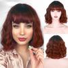 Short Synthetic Bob Wig Short Wavy Wig with Bangs for Women Heat Resistant Synthetic Wigs Natural Wavy Wig